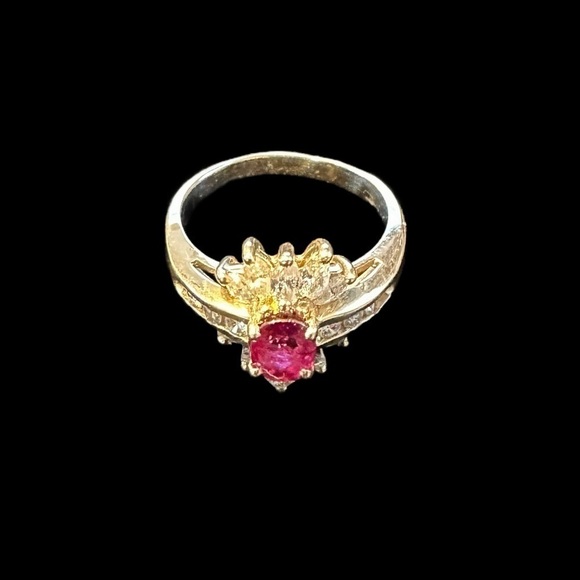 Genuine 14K Ruby & Diamond Ring - Size 6.5 - Vintage - Picture 8 of 12